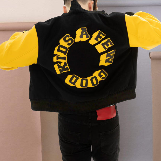 Personality contrast embroidery street warmth baseball uniform jacket