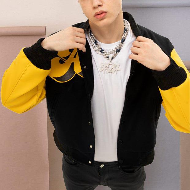 Personality contrast embroidery street warmth baseball uniform jacket