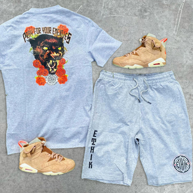 Graphic Print Short Sleeve Two-Piece Shorts