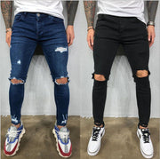 Men's Ripped Stretch Feet Ripped Trendy Fashion Jeans